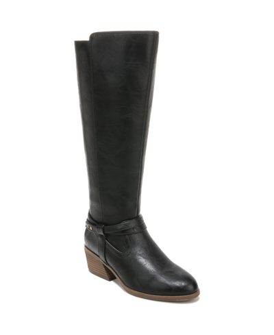 Shop Dr. Scholl's Women's Liberate Wide Calf High Shaft Boots Women's Shoes In Black Faux Leather