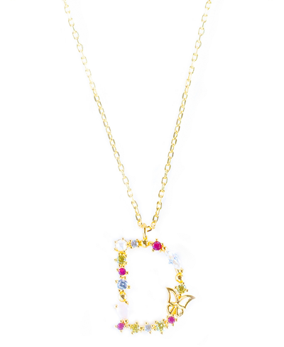 Shop Girls Crew Flutterfly Stone Initial Necklace In Gold-plated- D