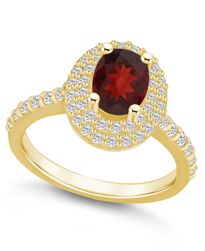 Shop Macy's Garnet And Diamond Halo Ring