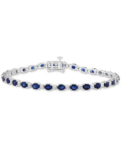 Effy Collection Effy Sapphire (6-7/8 Ct. T.w.) & Diamond (1/20 Ct. T.w.) Tennis Bracelet In Sterling Silver In Sapphire