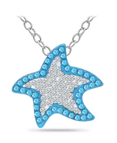 Shop Giani Bernini Crystal Star Fish Sterling Silver Necklace In Blue