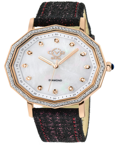 Shop Gevril Women's Spello Swiss Quartz Italian Black Leather Strap Watch 38mm In Rose