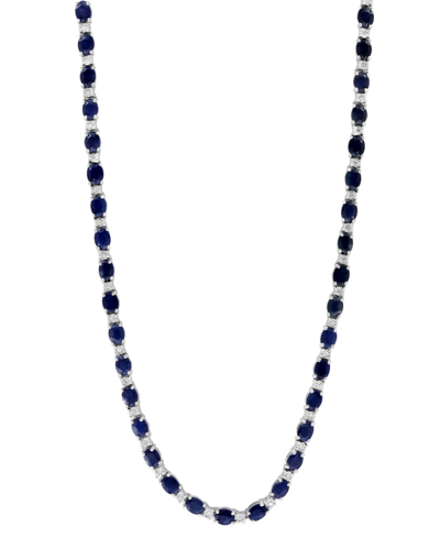 Shop Effy Collection Effy Sapphire (12-3/4 Ct. T.w.) & Diamond (1/5 Ct. T.w.) 18" Collar Necklace In Sterling Silver.