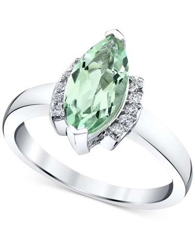 Macy's Green Quartz (1-5/8 Ct. T.w.) & Diamond (1/10 Ct. T.w.) Ring In Sterling Silver In Green Quartz