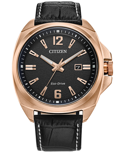 Shop Citizen Eco-drive Men's Sport Luxury Black Leather Strap Watch 42mm