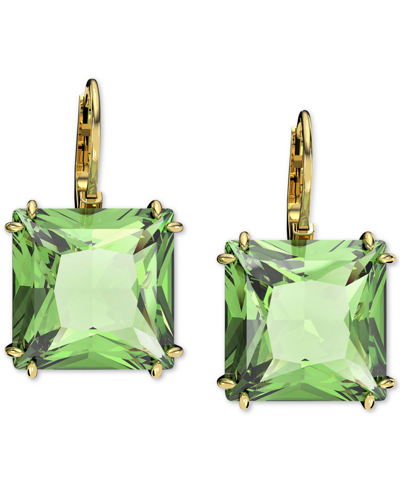 Shop Swarovski Silver-tone Millenia Square Cut Drop Earrings In Green