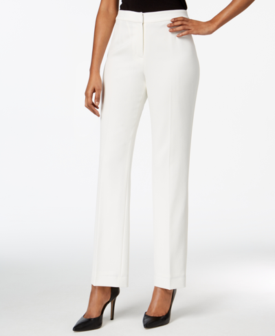 Shop Kasper Straight-leg Modern Crepe Dress Pants In Vanilla Ice