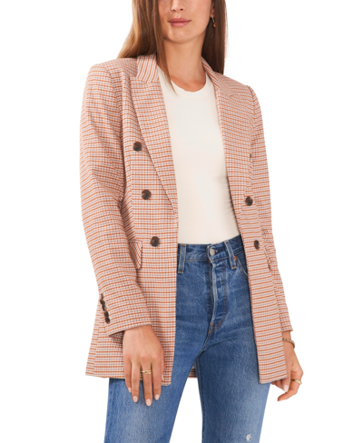 Shop 1.state Women's Long Double Breasted Blazer Jacket In Ginger