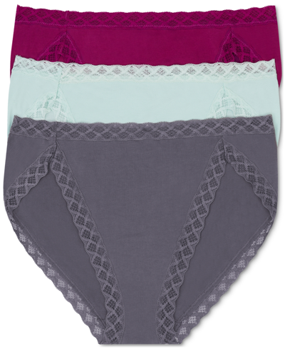 Shop Natori Bliss French Cut 3-pack Brief 152058mp In Berry/mint/anchor