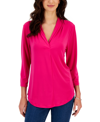 Shop Charter Club Women's 3/4-sleeve Top, Created For Macy's In Pink Tutu