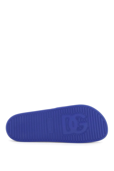Shop Dolce & Gabbana Logo Rubber Slides In Blue