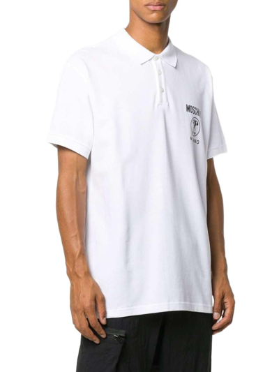 Shop Moschino Men's White Cotton Polo Shirt