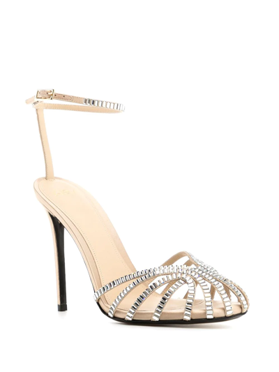 Shop Alevì Penelope Crystal-embellished Sandals In Neutrals