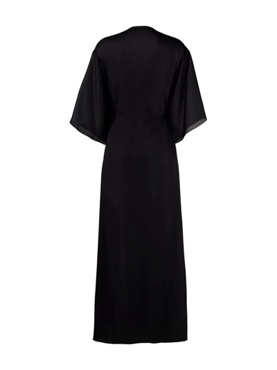 Shop Carine Gilson Tie-waist Silk Dressing Gown In Black