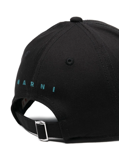 Shop Marni Logo Embroidered Cap In Black