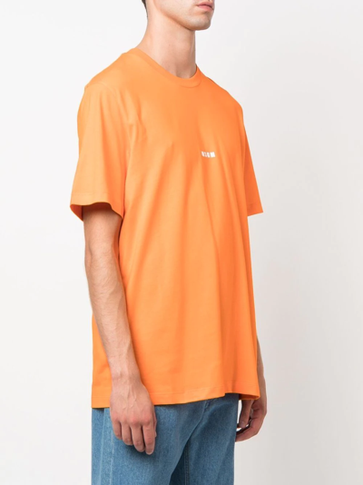 Shop Msgm Logo Print T-shirt In Orange
