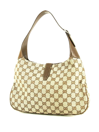 Pre-owned Gucci Monogram Jackie Shoulder Bag In Brown