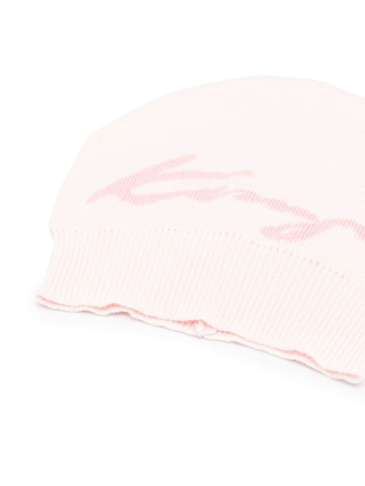 Shop Kenzo Logo-knit Beanie Hat In Pink