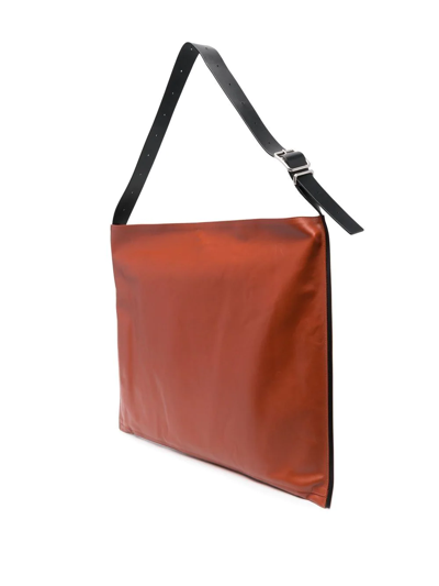Shop Jil Sander Leather Hobo Shoulder Bag In Brown
