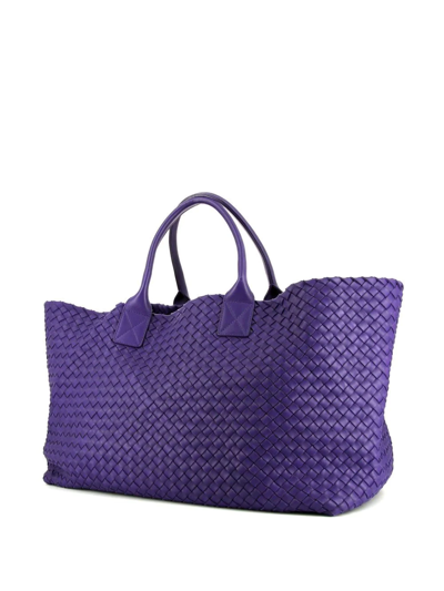 Pre-owned Bottega Veneta 2010 Intrecciato Weave Tote Bag In Purple