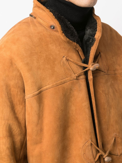 Pre-owned A.n.g.e.l.o. Vintage Cult 1990s Sheepskin Hooded Coat In Brown