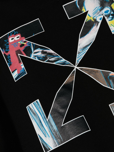Off-white Racing Arrow Logo Zip-up Hoodie In Black