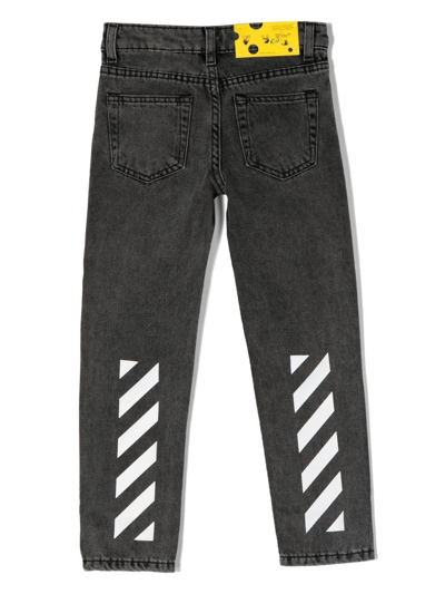 Shop Off-white Drag-stripe Mid-rise Jeans In Grey
