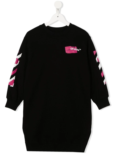 Off-white Arrows-motif Jumper Dress In Black