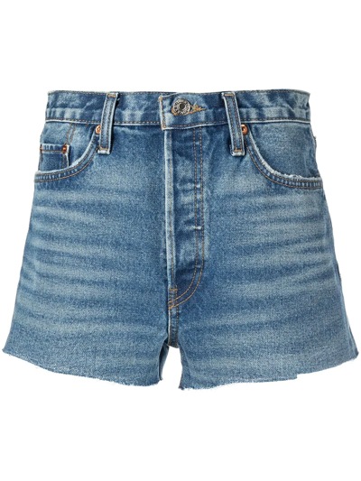 Shop Re/done 70s High-rise Denim Shorts In Blue