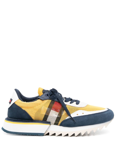 Tommy Hilfiger Cleat Mixed-texture Sneakers In Blue | ModeSens