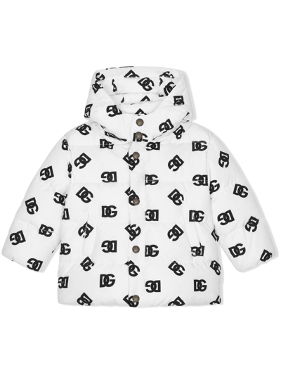 Shop Dolce & Gabbana Dg-logo Puffer Jacket In White