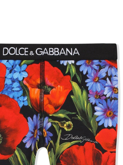 Shop Dolce & Gabbana Floral-print Leggings In Red