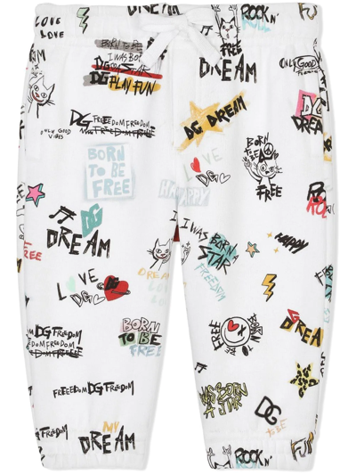 Shop Dolce & Gabbana Rock-print Jersey Track Pants In White