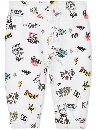 Dolce & Gabbana Rock-print Jersey Track Pants In White