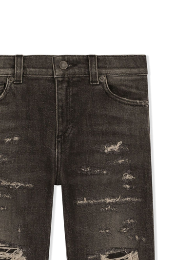 Shop Dolce & Gabbana Ripped Dad-fit Jeans In Black