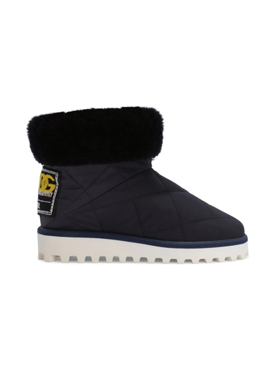 Shop Dolce & Gabbana Padded Ankle Snow Boots In Blue