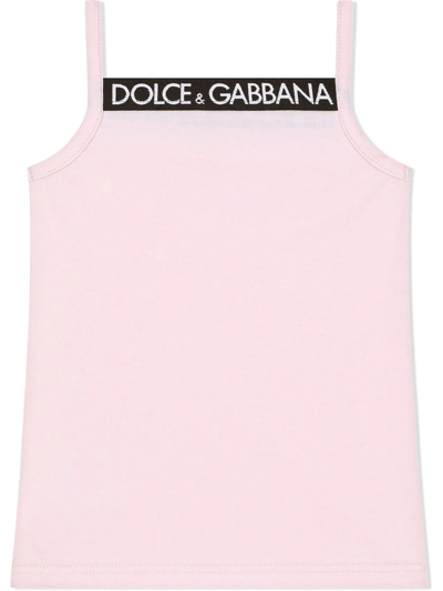 Shop Dolce & Gabbana Logo-print Tank Top In Pink