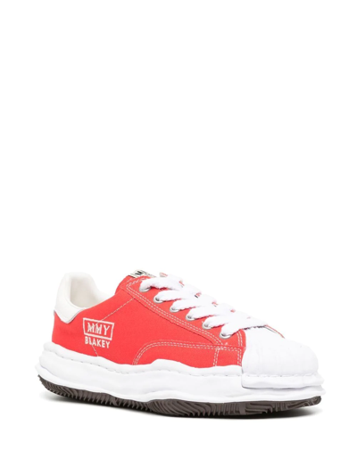 Shop Miharayasuhiro Ridged-trim Low-top Sneakers In Red