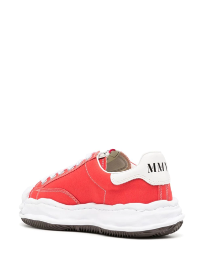 Shop Miharayasuhiro Ridged-trim Low-top Sneakers In Red