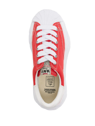 Shop Miharayasuhiro Ridged-trim Low-top Sneakers In Red