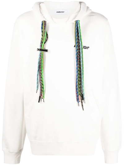 Shop Ambush Multi-cord Long-sleeve Hoodie In White