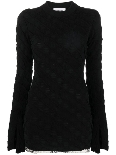 Shop Ambush Textured Logo-hem Knit Jumper In Black