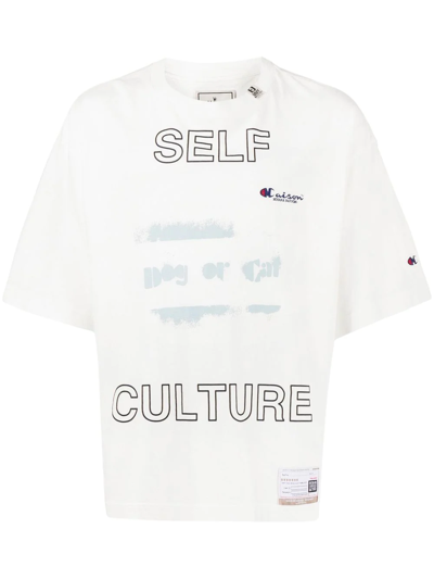 Shop Miharayasuhiro Text-print T-shirt In White