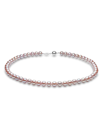 Shop Yoko London 18kt White Gold Classic 7mm Pink Freshwater Pearl Necklace In Silver