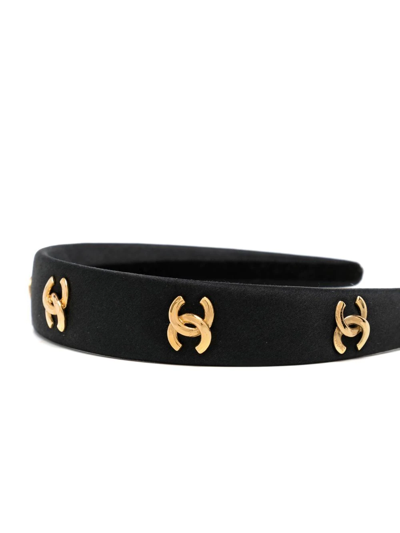 Pre-owned Chanel 1990s Cc Logo-plaque Headband In Black