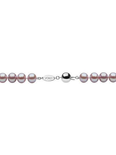 Shop Yoko London 18kt White Gold Classic 7mm Pink Freshwater Pearl Necklace In Silver
