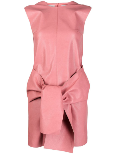 Shop Stella Mccartney Faux-leather Tie-waist Dress In Pink
