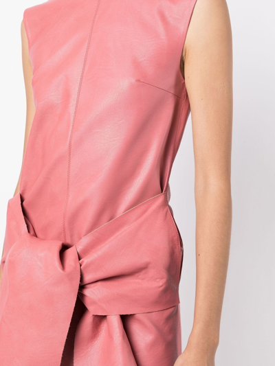 Shop Stella Mccartney Faux-leather Tie-waist Dress In Pink