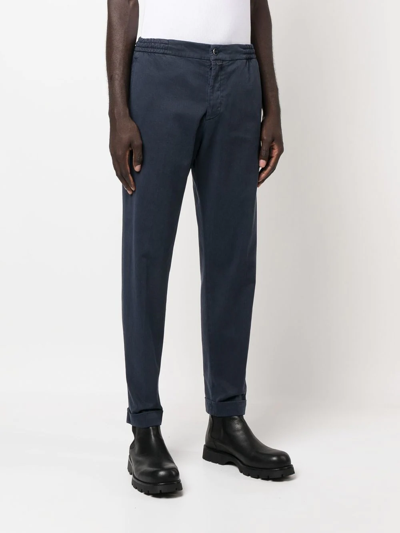 Shop Kiton Slim-fit Chino Trousers In Blue