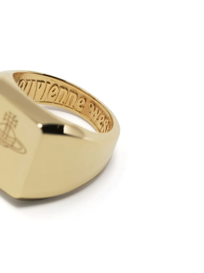 Shop Vivienne Westwood Engraved Orb Logo Ring In Gold